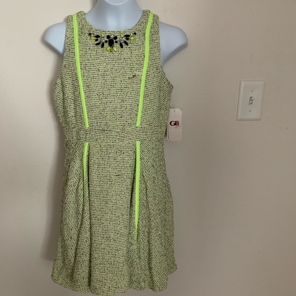 GB Girls Neon Green Sleeveless Dress